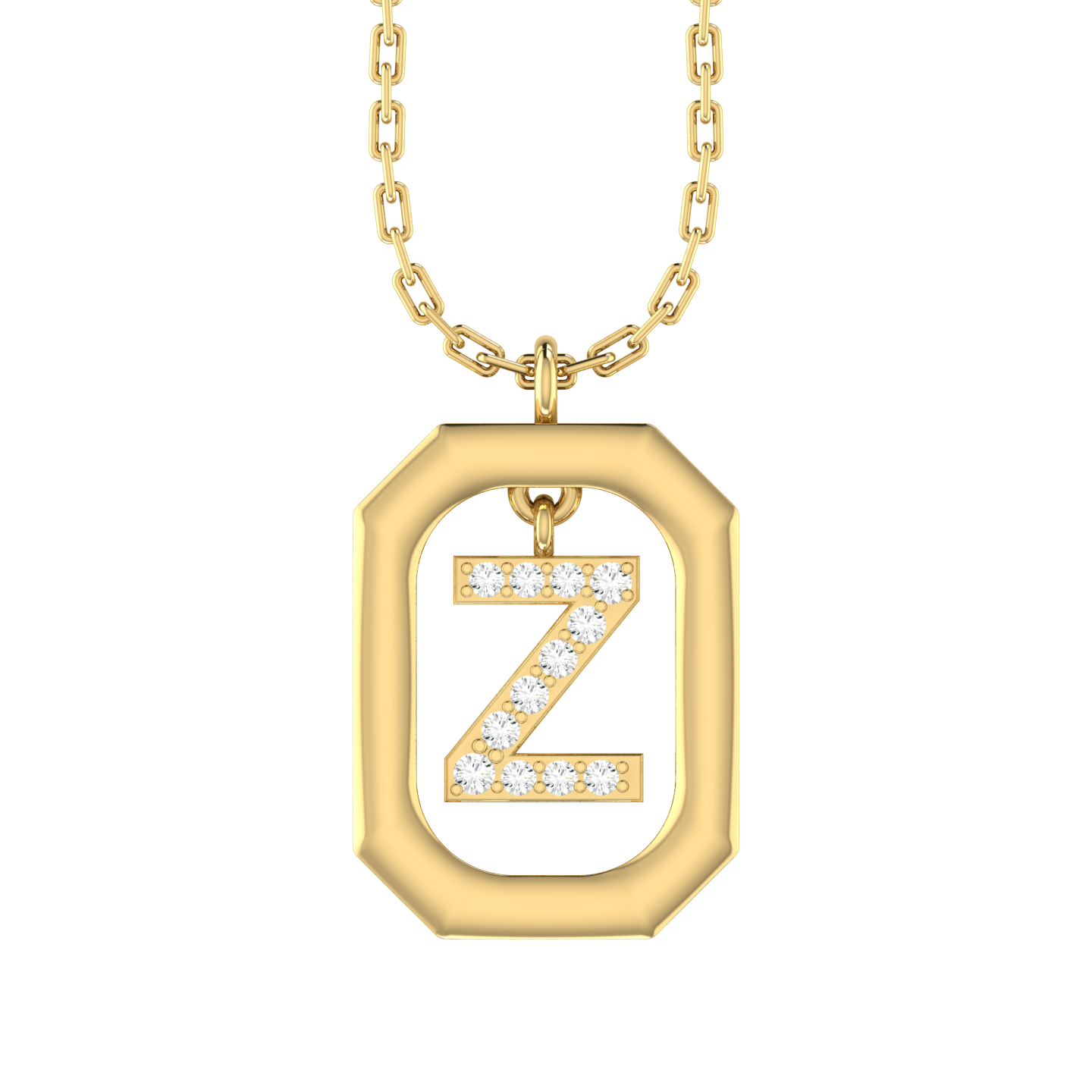 Z - Alphabet  Yellow Gold Diamond Pendant [yg]