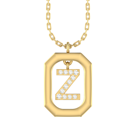 Z - Alphabet  Yellow Gold Diamond Pendant [yg]