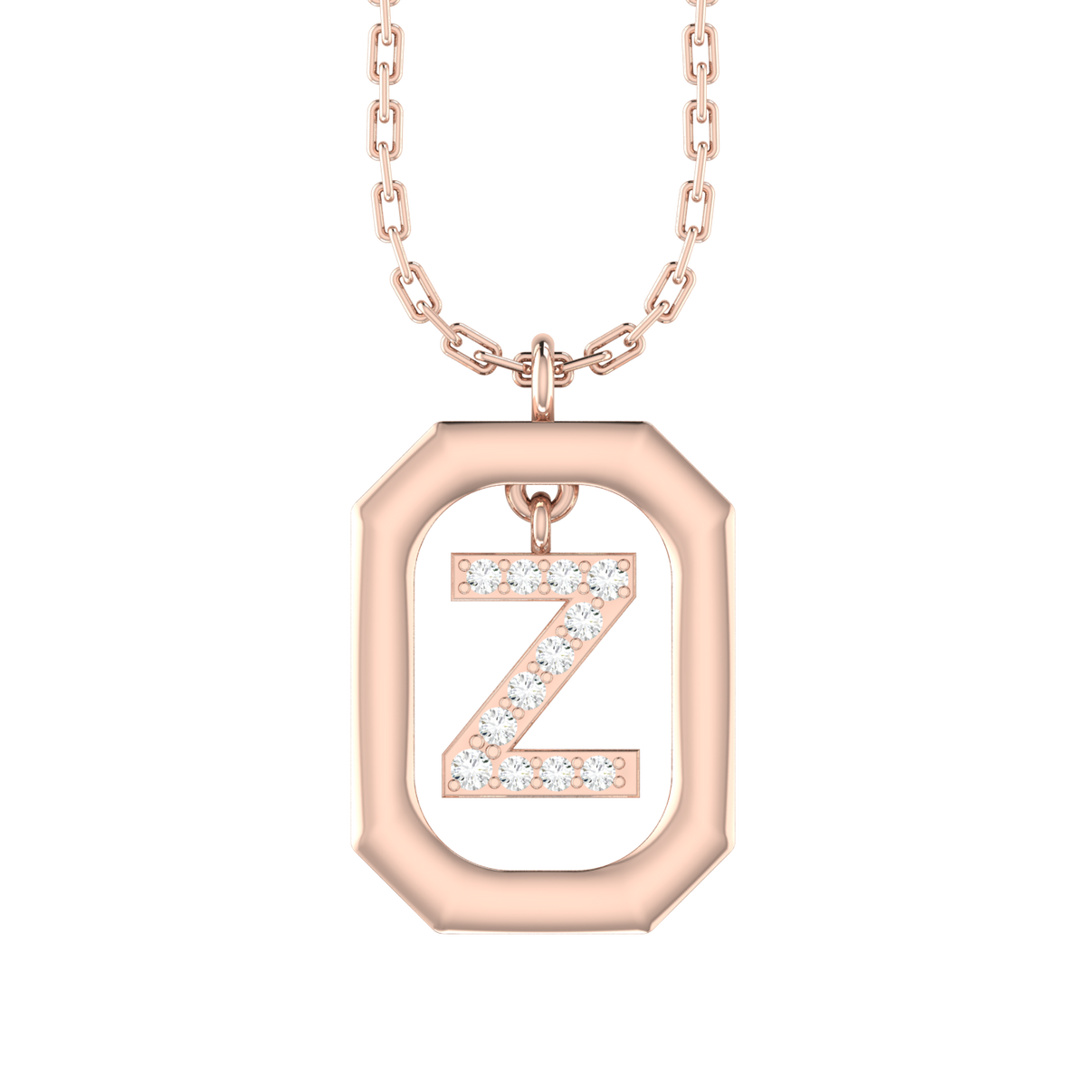Z - Alphabet  Rose Gold Diamond Pendant [rg]