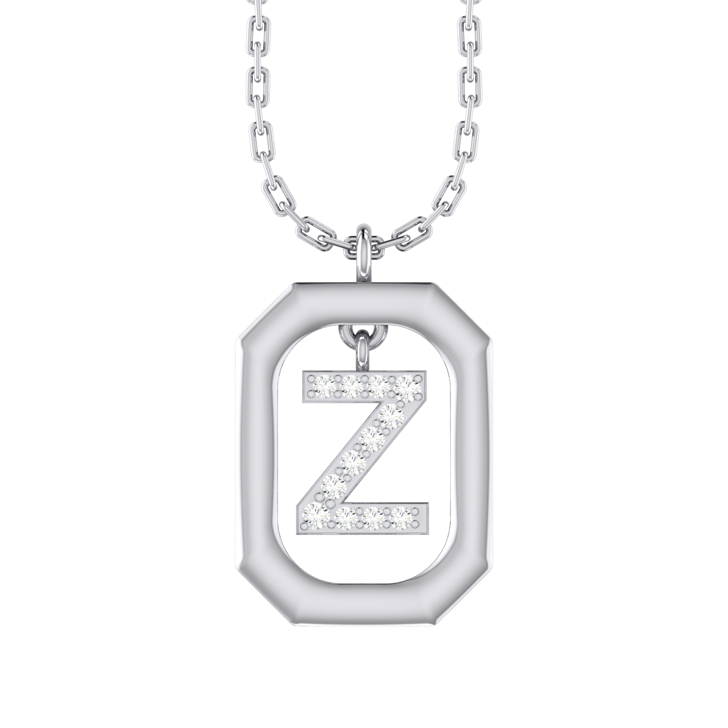 Z - Alphabet  White Gold Diamond Pendant [wg]