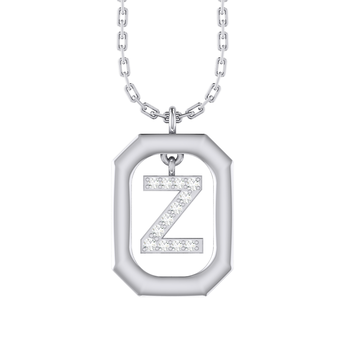 Z - Alphabet  White Gold Diamond Pendant [wg]