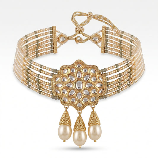 a close-fitting band with a central round ornament
