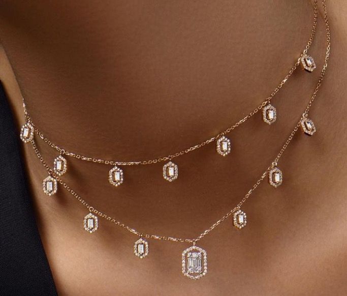 layered chains with repeated outlined drops