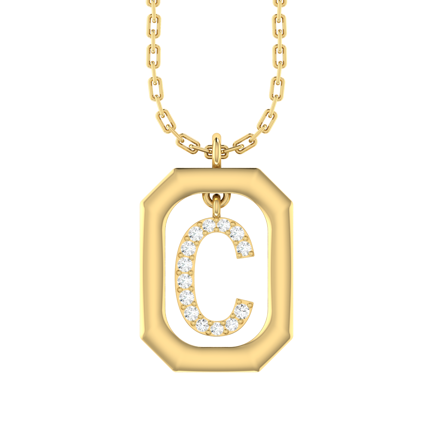 C - Alphabet Diamond Pendant
