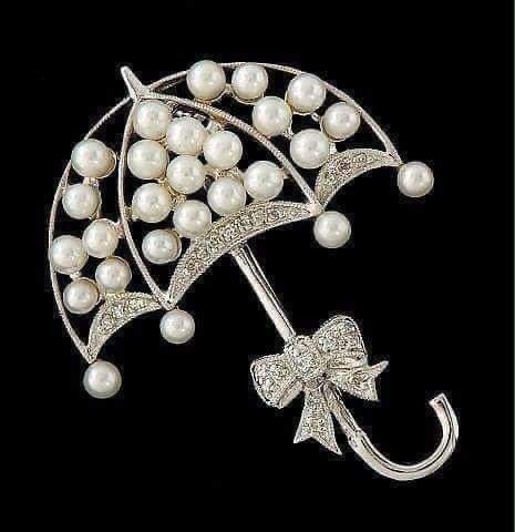 Pearl Canopy Umbrella Brooch