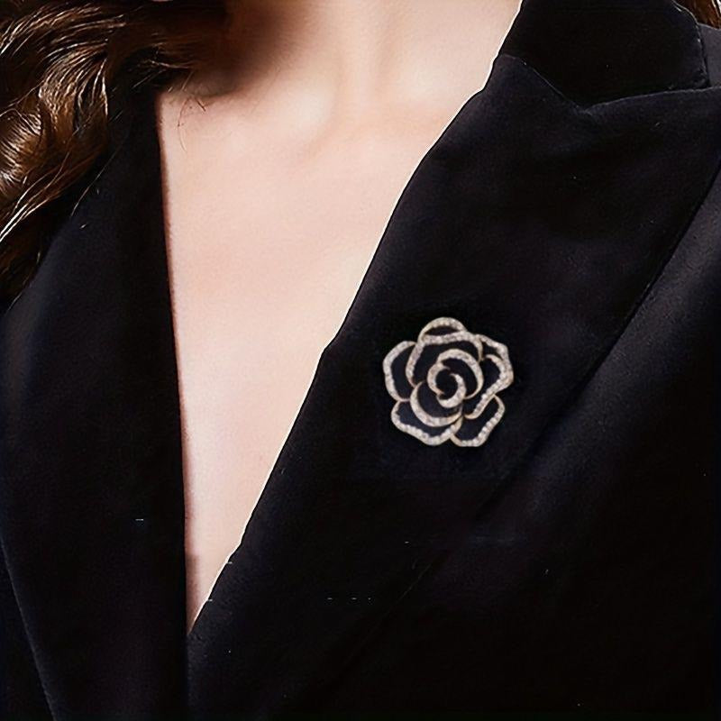 Black Outline Rose Brooch