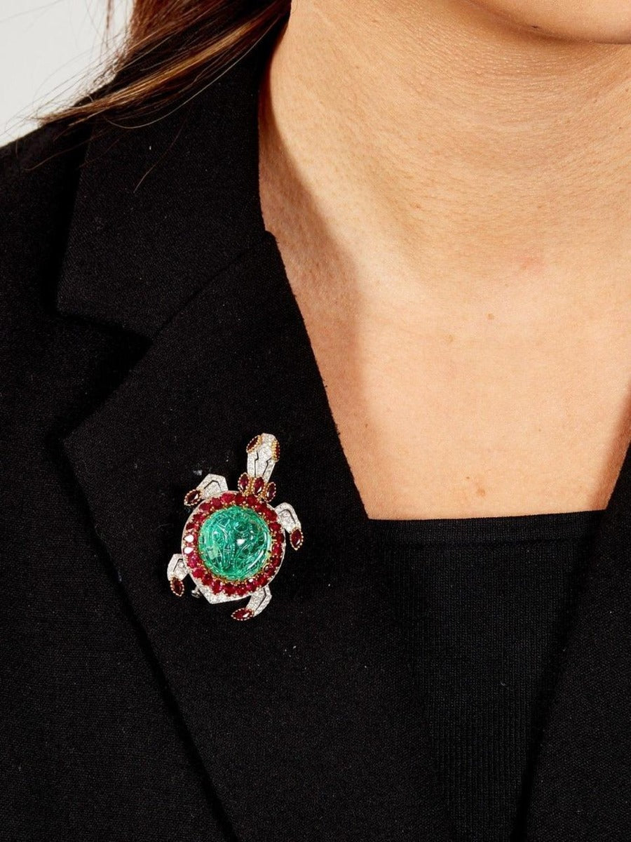Emerald Halo Lapel Brooch