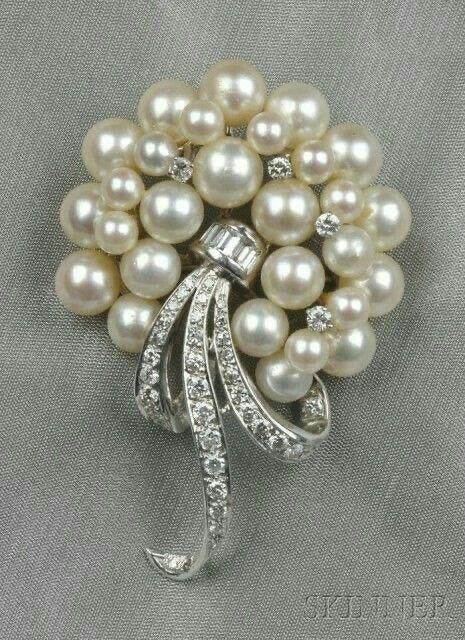 Pearl Cascade Floral Brooch