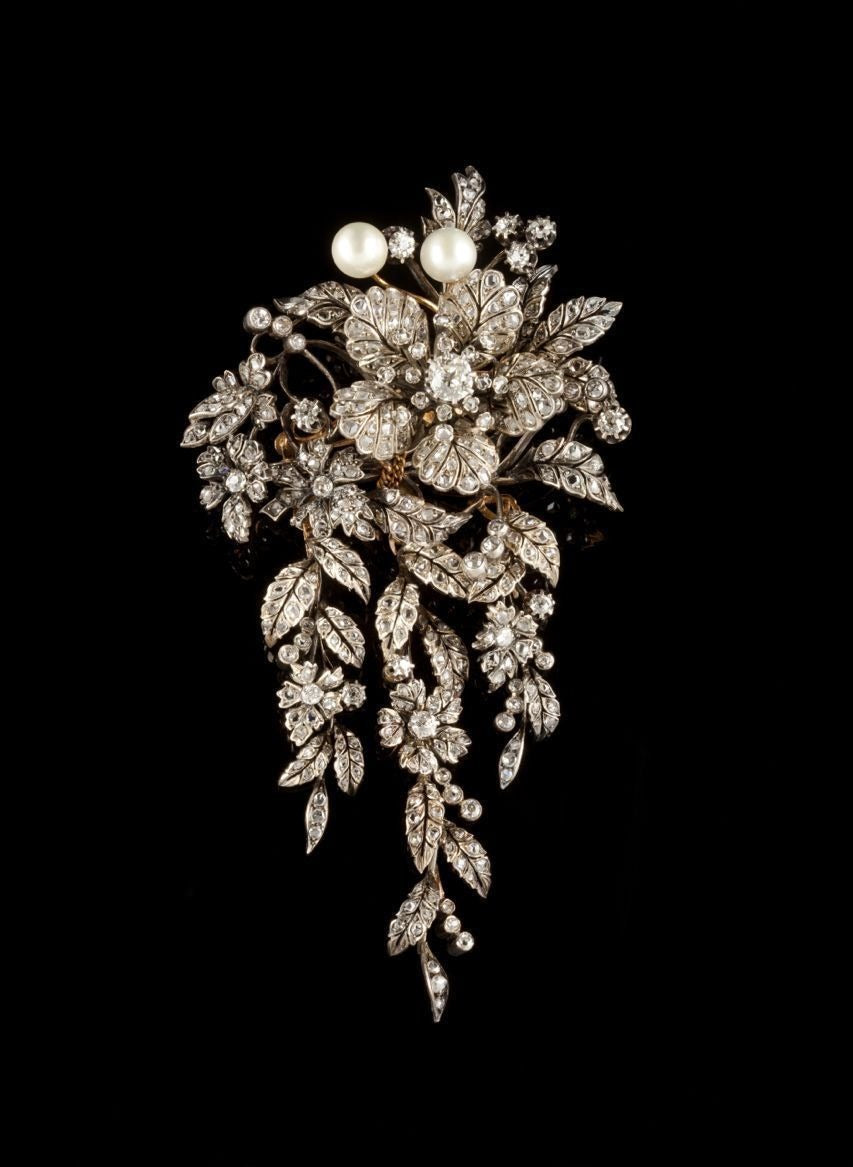 Antique Crystal Bouquet Brooch