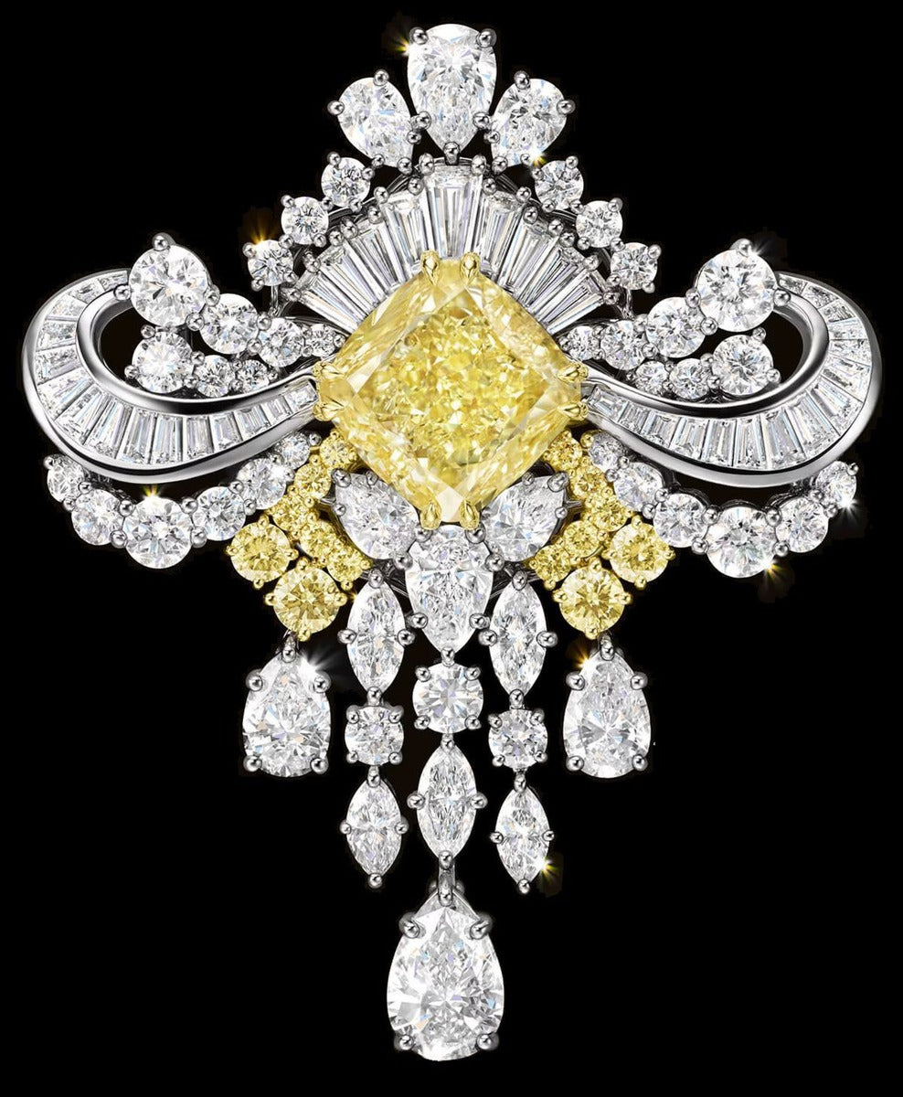 Yellow Diamond Crest Brooch