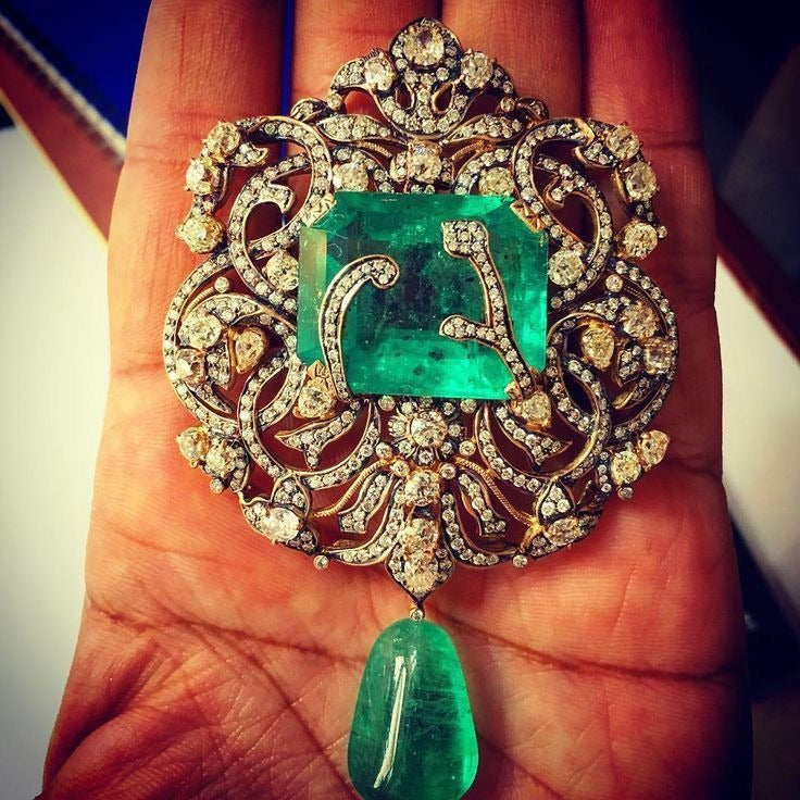Emerald Ruby Royal Crest Brooch