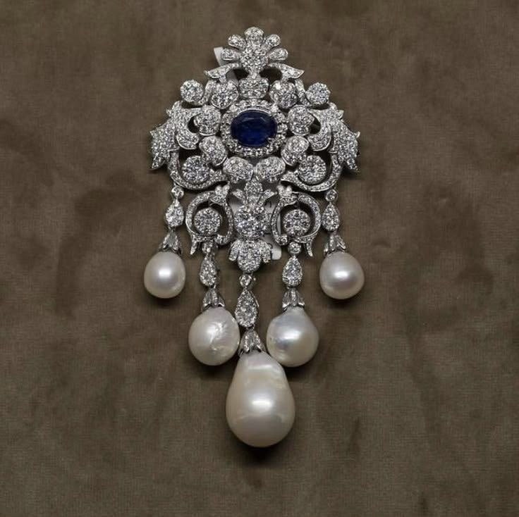 Sapphire Pearl Heritage Brooch