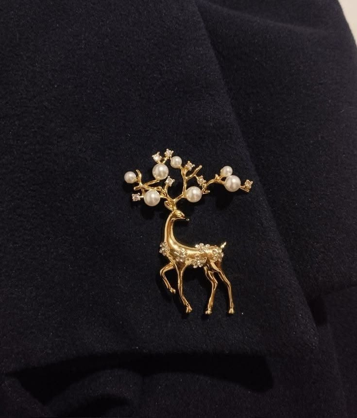Golden Deer Silhouette Brooch
