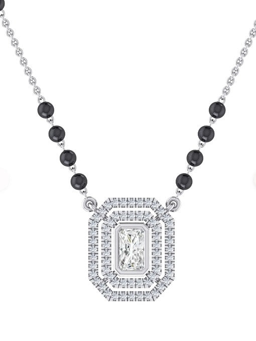 Emerald Frame Halo Diamond Mangalsutra