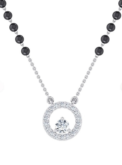 Petite Crescent Halo Diamond Mangalsutra