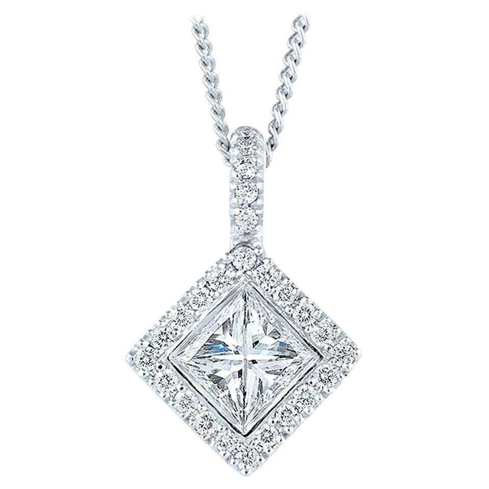 a diamond-shaped frame pendant on a fine chain