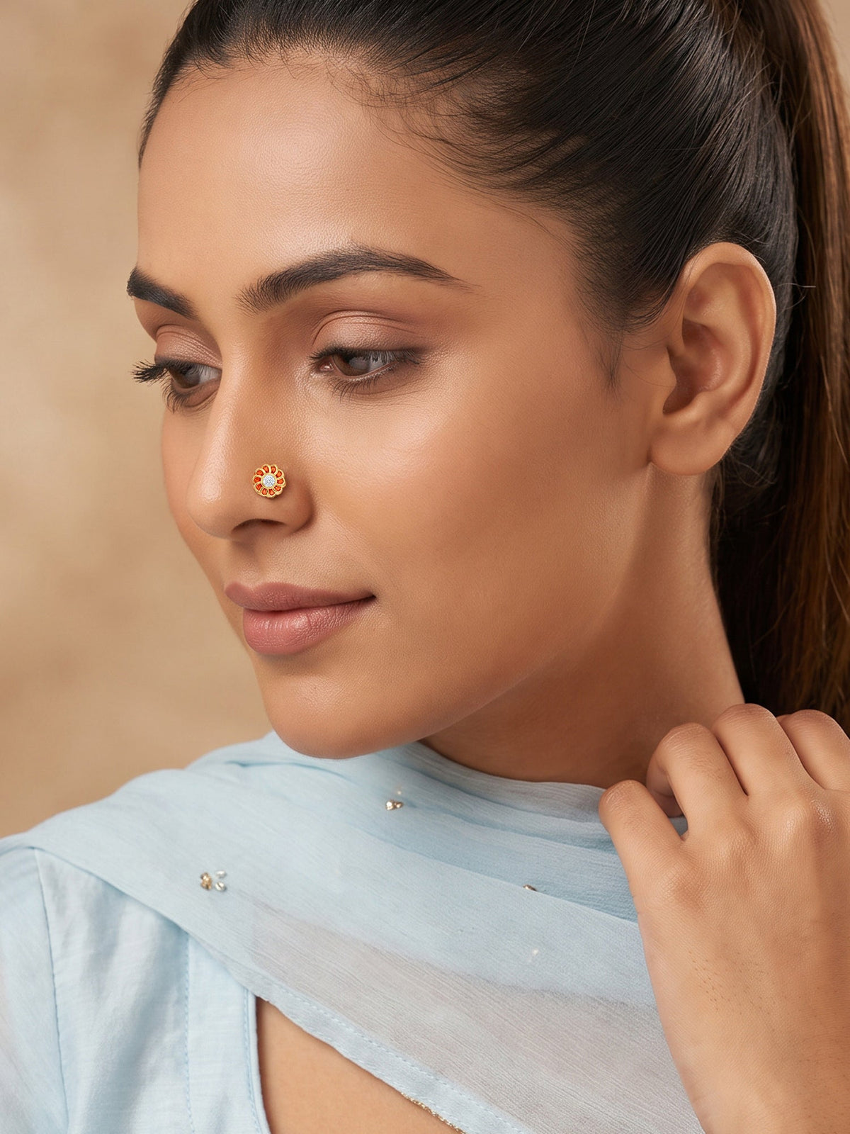 Saffron Sky Nose Pin