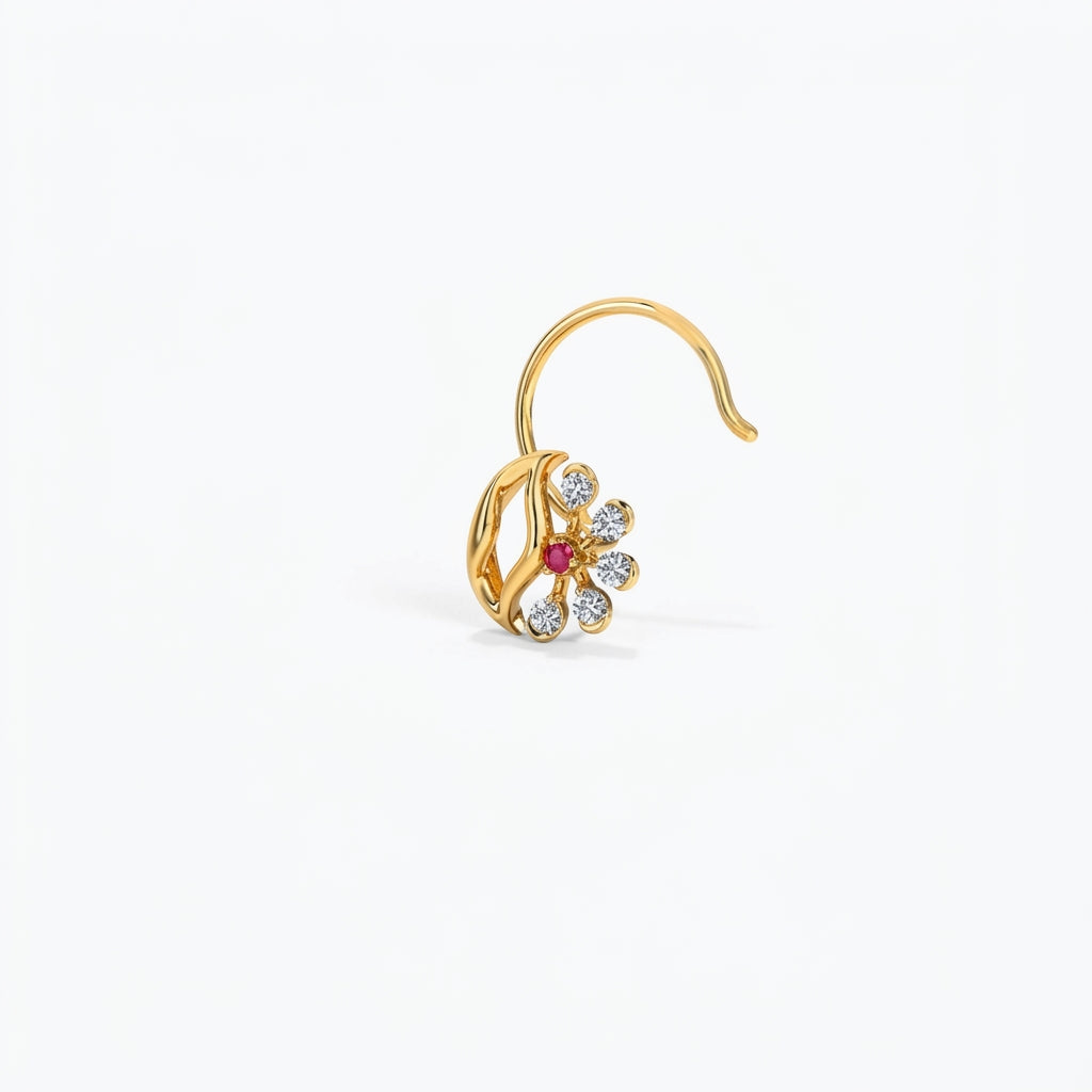 Crimson Peacock Nose Pin