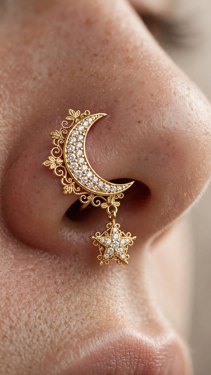 Moonstar Filigree Nose Pin