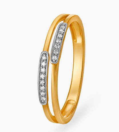Two slender yellow-coloured bands carry offset rows of clear accents in an open twin-band arrangement.