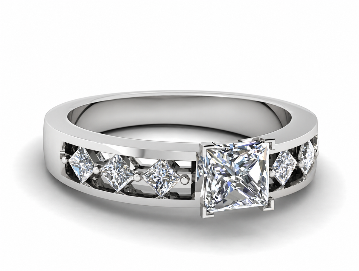 A square centre meets repeating geometric stone-set shapes inside a broad open gallery band.