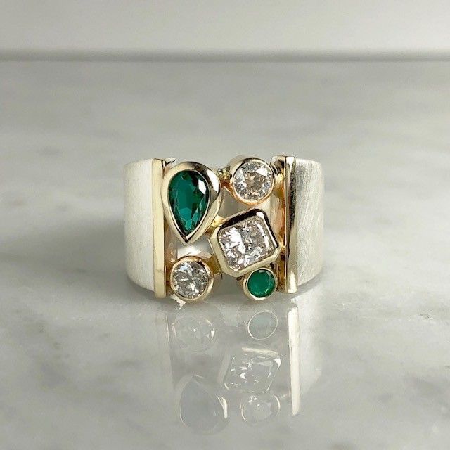 Emerald Garden Cluster Statement Ring