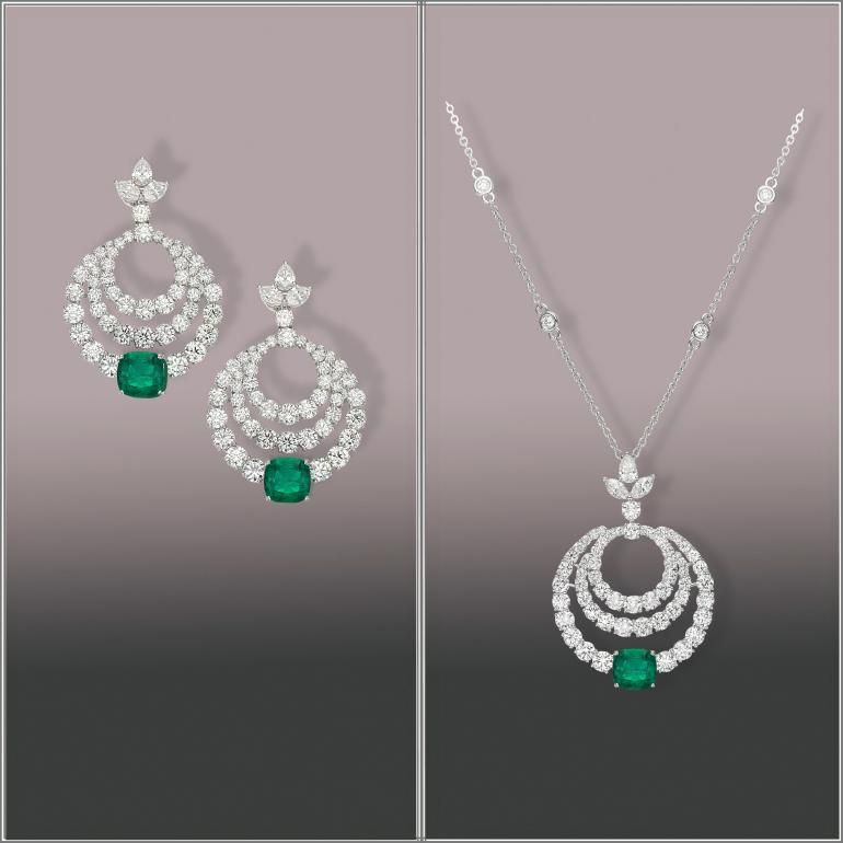 a pendant and matching earrings shown together