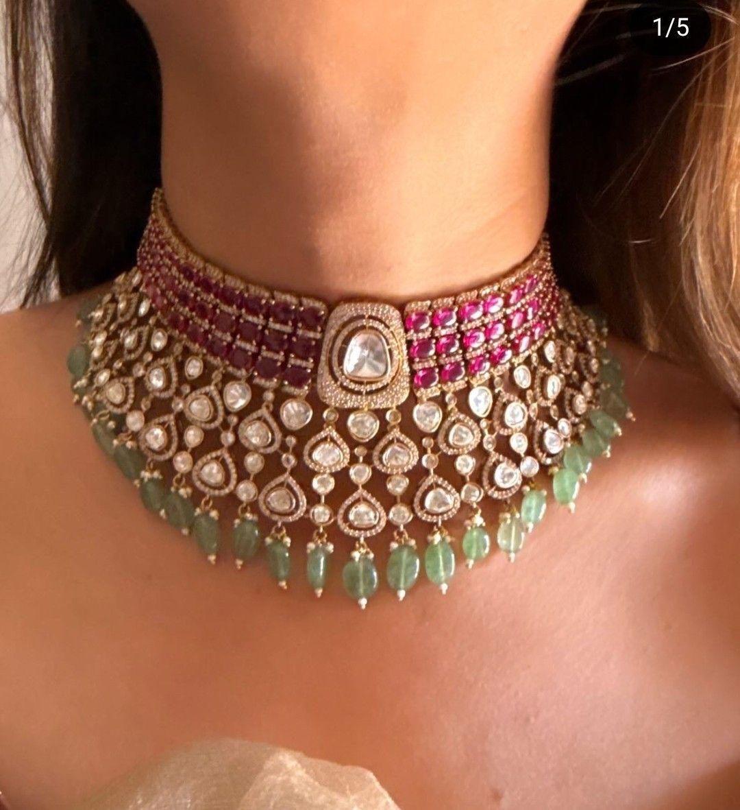 a close-fitting collar with a central framed detail